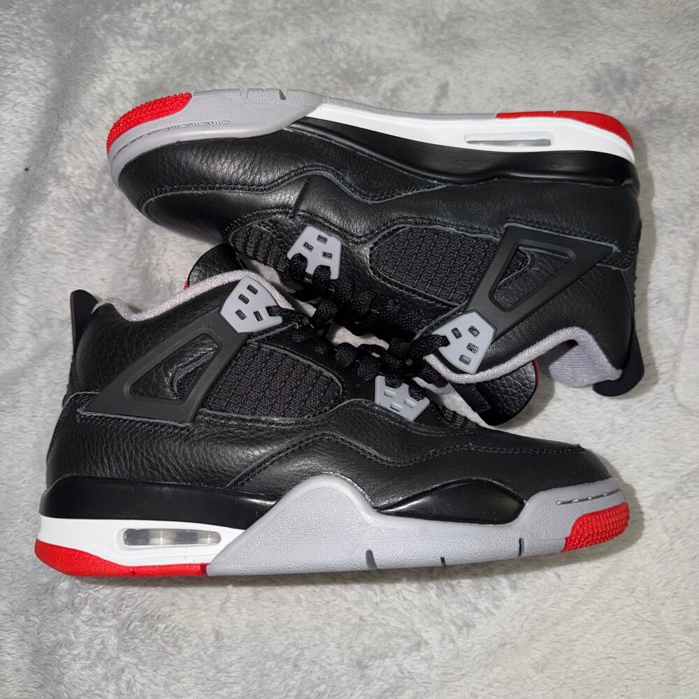 Nike Air Jordan 4 Retro Bred Reimagined GS Size 5Y Black Red Grey FQ8213-006 - Picture 7 of 8